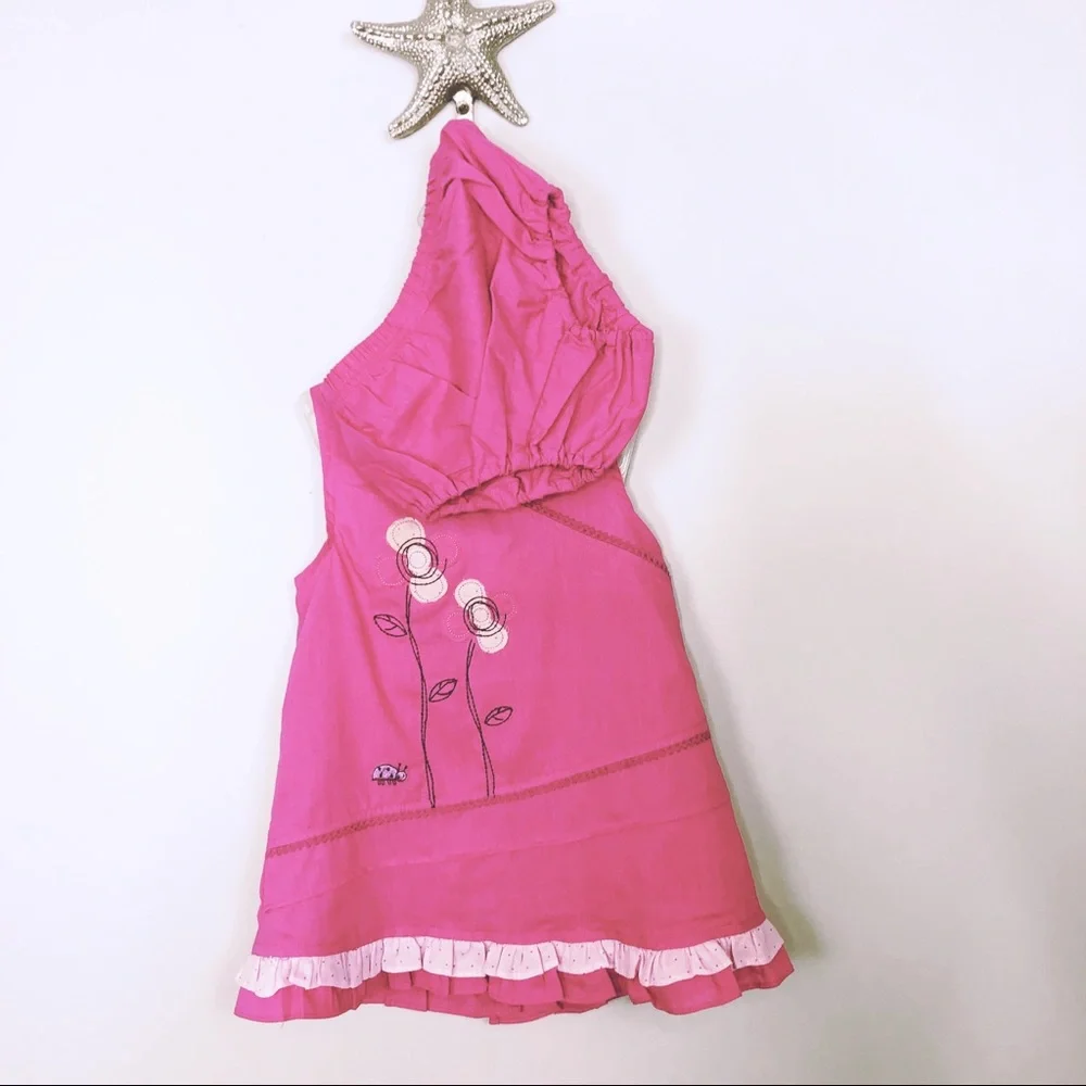 12 Month New Agabang Dress Linen Cotton Embroidered Appliques Pink‎ Toddlers